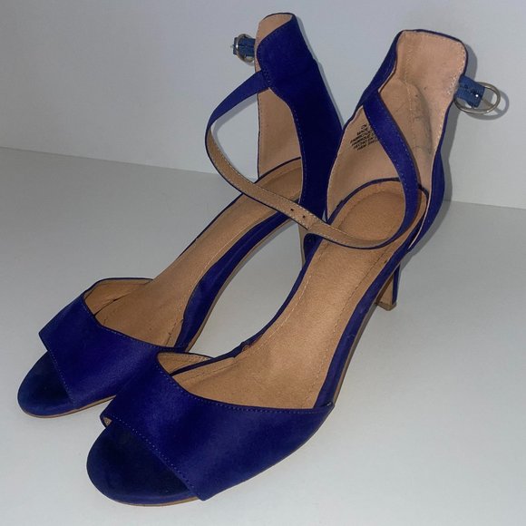 H&M Royal Blue / Indigo / Navy Strappy Heeled Sandals w Ankle Strap - Size 8 - Picture 1 of 10